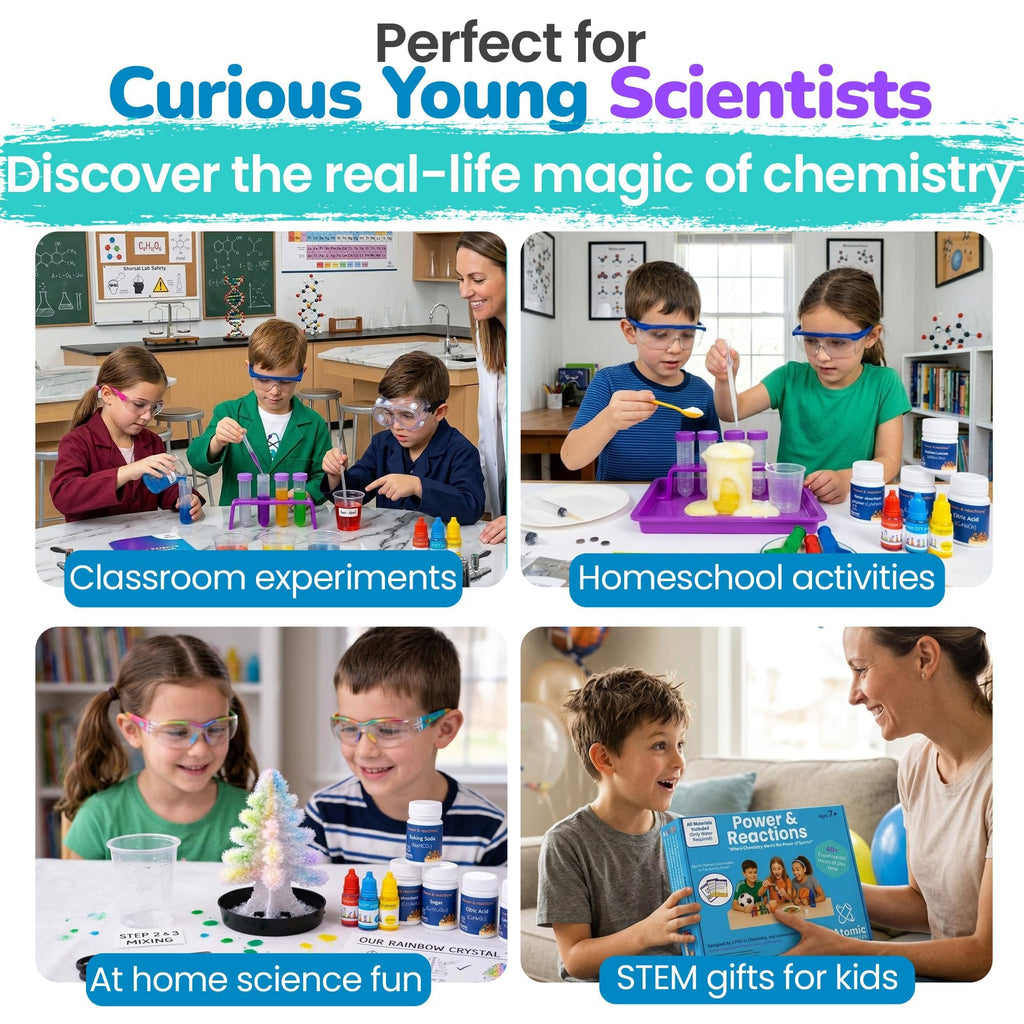 Atomic Adventures Lab Science Experiment Kit for Kids Ages 8-12 Years - Chemistry Kit Designed By a PhD Chemist & Mom, 46 Hands-On STEM Educational Activities, Gifts for Boys & Girls
