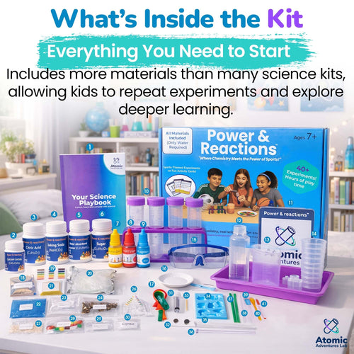 Atomic Adventures Lab Science Experiment Kit for Kids Ages 8-12 Years - Chemistry Kit Designed By a PhD Chemist & Mom, 46 Hands-On STEM Educational Activities, Gifts for Boys & Girls