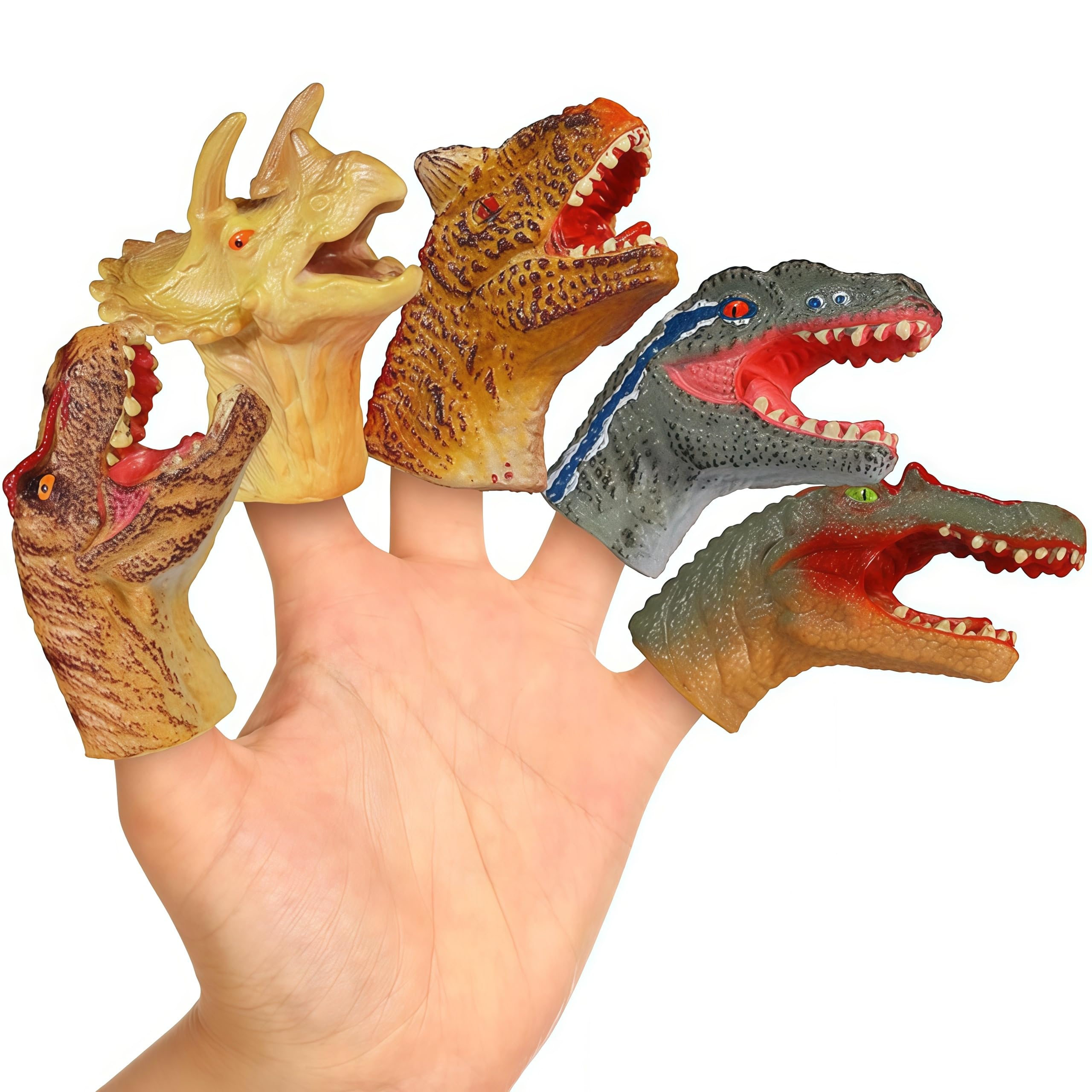 Gemini&Genius Finger Dinosaur Hand Puppets, 5Pcs Dino Hand Puppets