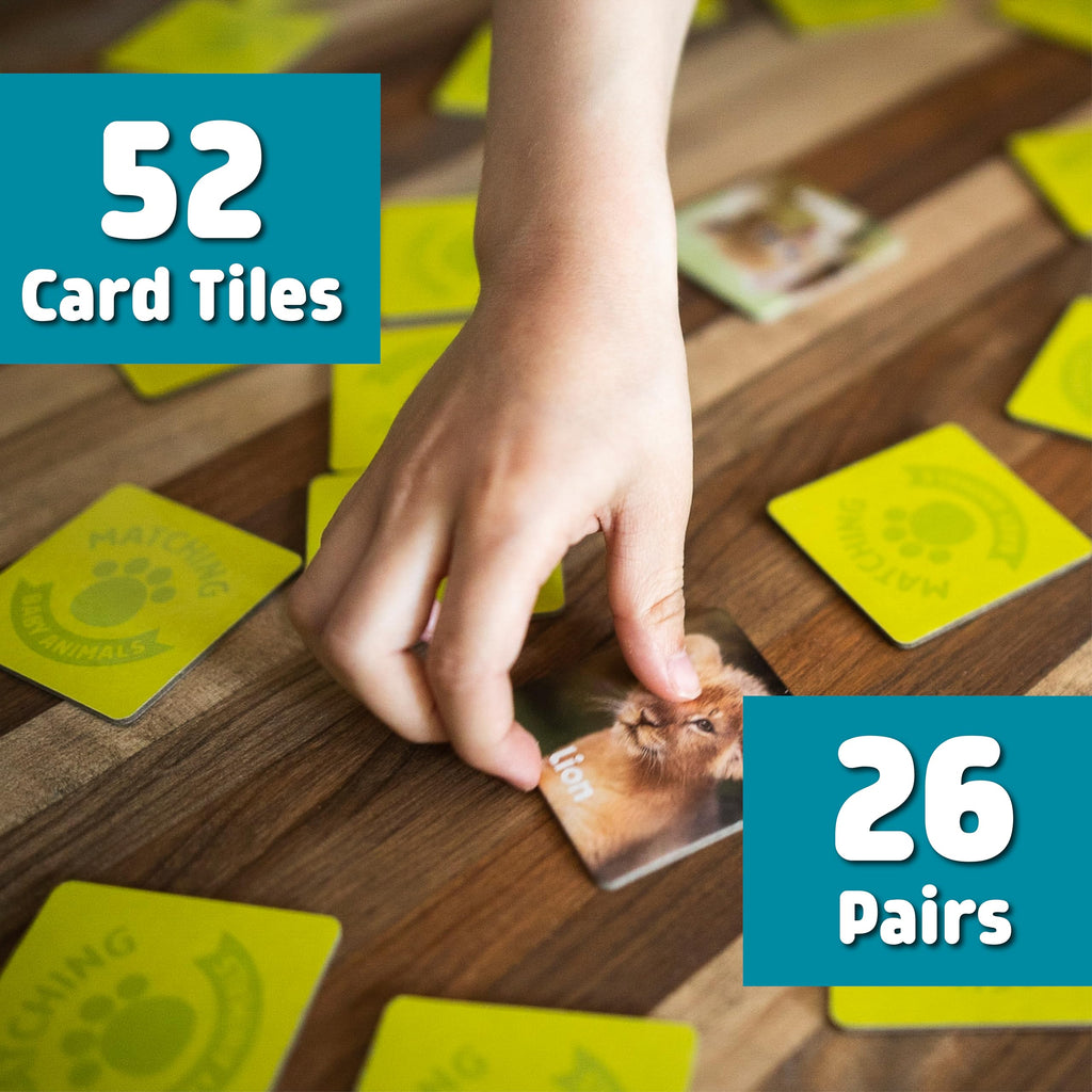 Chuckle & Roar Baby Animals Memory Matching Game, CR Matching, 3+, 52 Cards