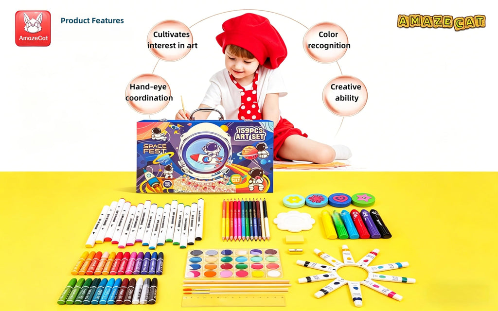 AmazeCat 59-Pack Deluxe Drawing Art Set,Art Supplies, Crafts Drawing Painting Kits,Holiday Birthday Gifts for Teens Girls Boys Kids Adults Artists