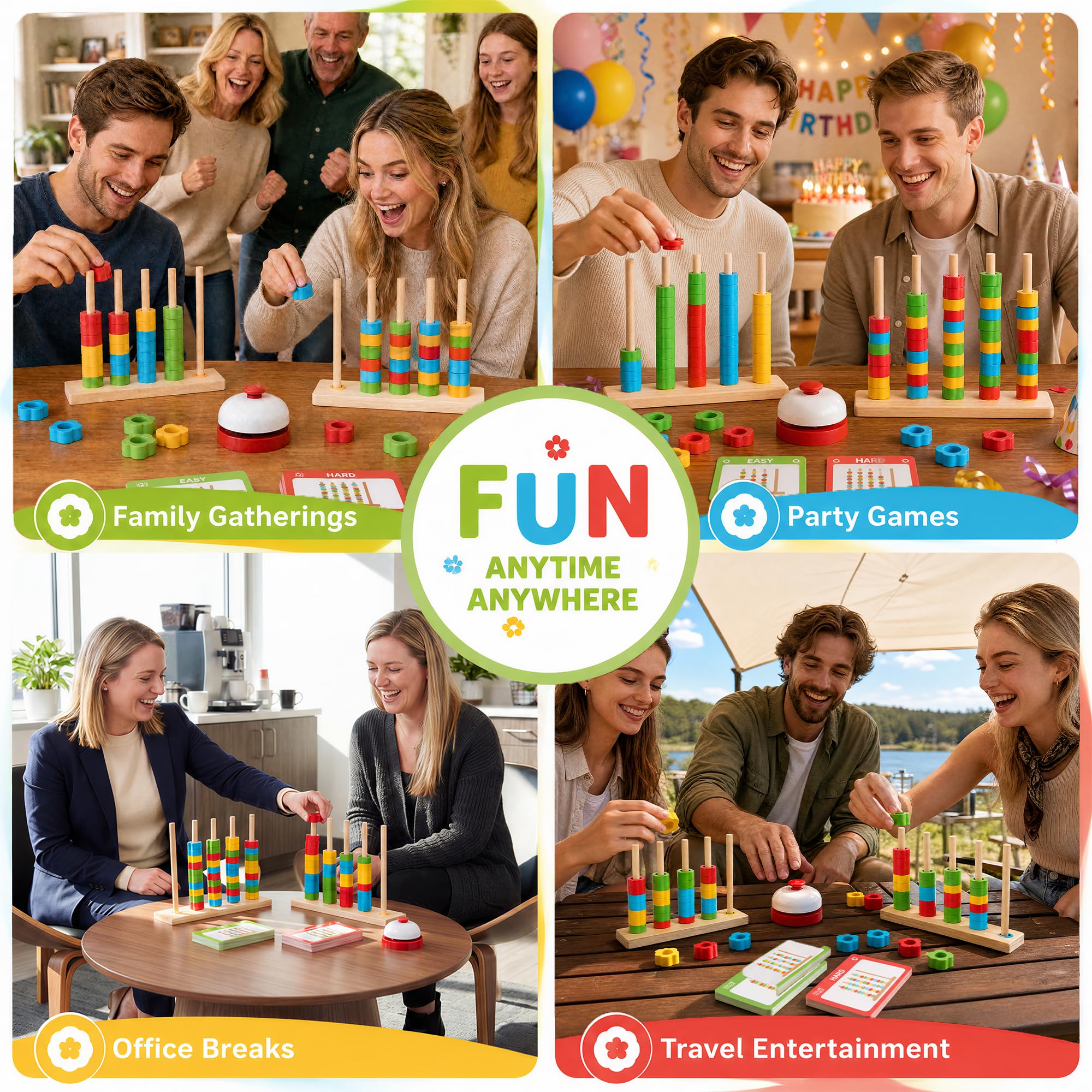 2 Pack Color Stack Challenge Game, Fast-Paced Color Matching Puzzle Game