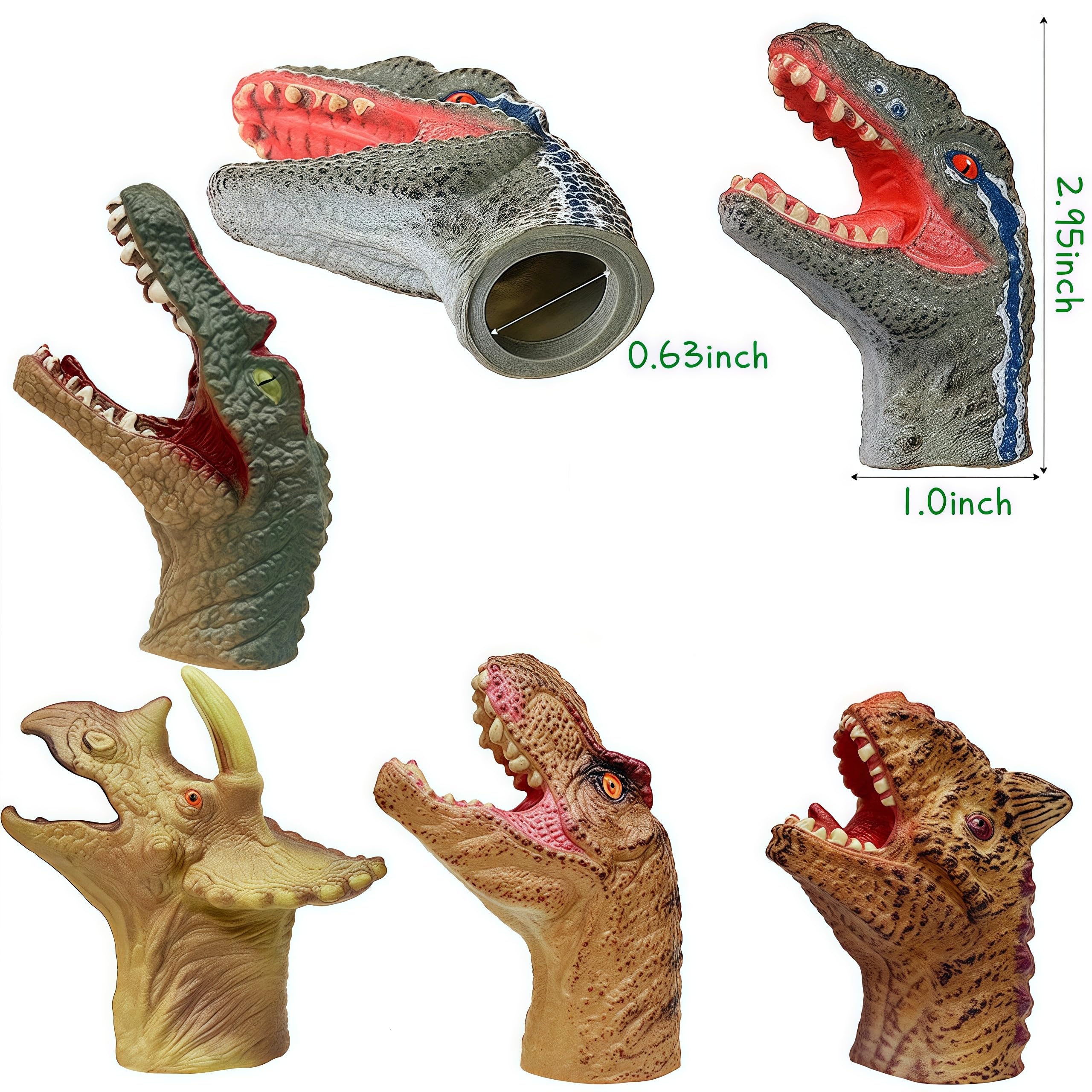 Gemini&Genius Finger Dinosaur Hand Puppets, 5Pcs Dino Hand Puppets